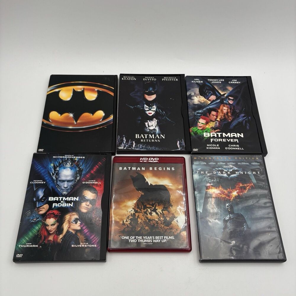 Batman 6 Movie Lot DVD HD DVD 1989 Returns Forever Robin Begins Dark Knight DC